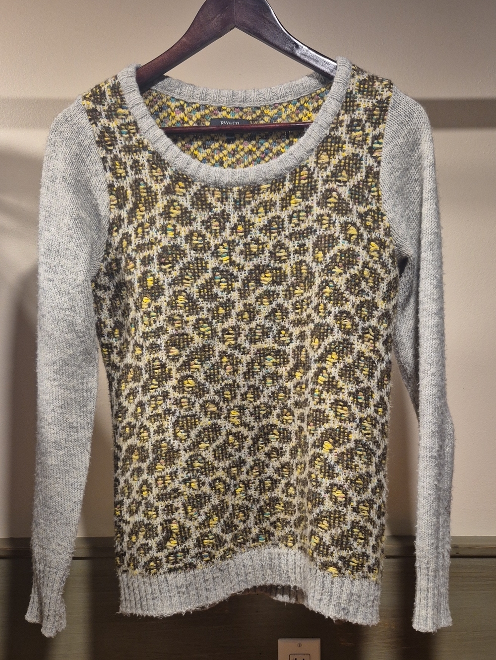 RW&CO Crewneck Sweater with Yellow Pattern